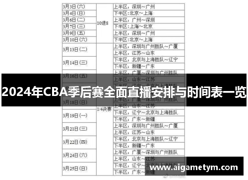 2024年CBA季后赛全面直播安排与时间表一览